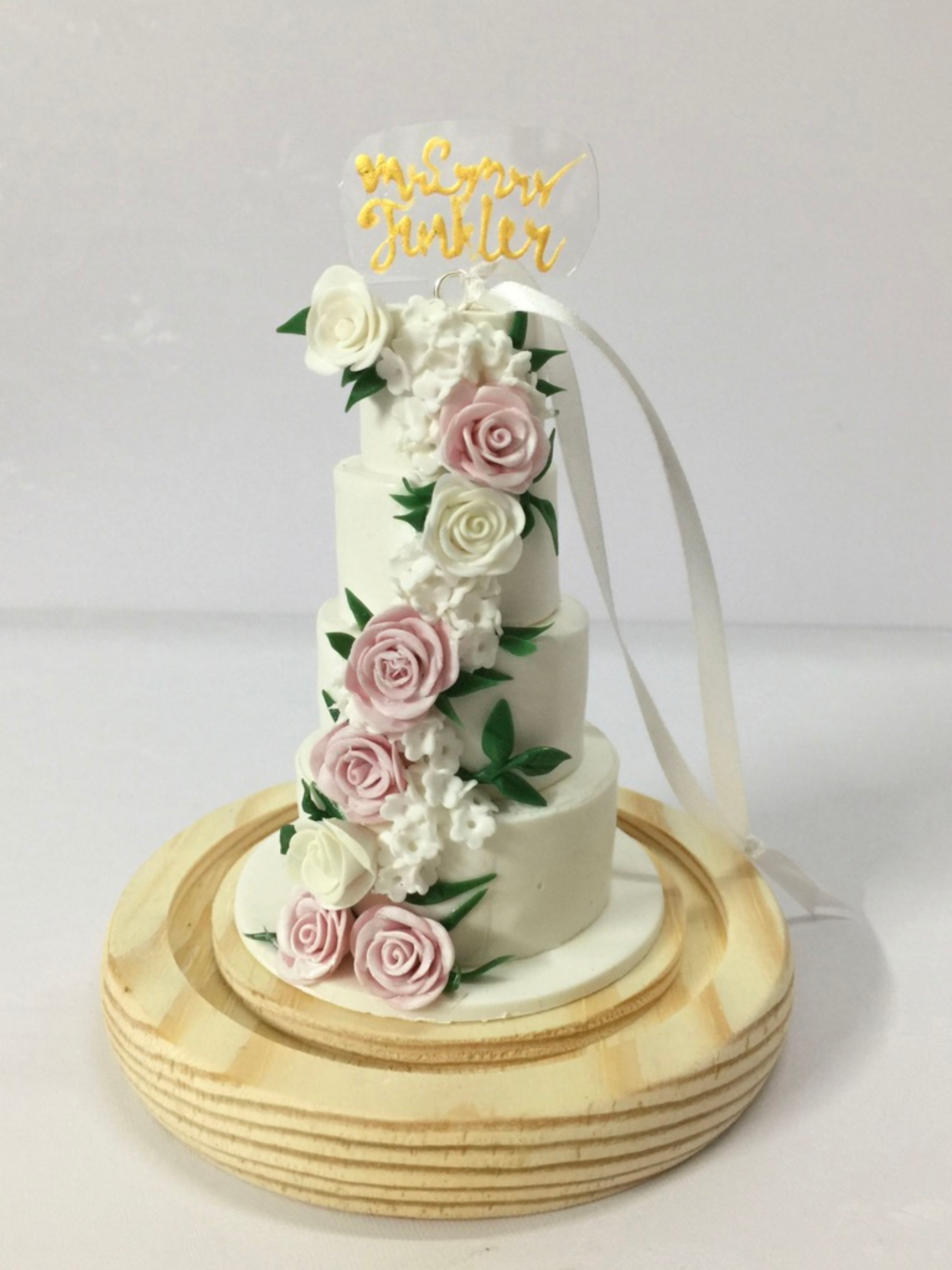 Picture of Roses Wedding Cake Replica, 4-Tier Wedding Cake Ornament, First Wedding Anniversary Gift