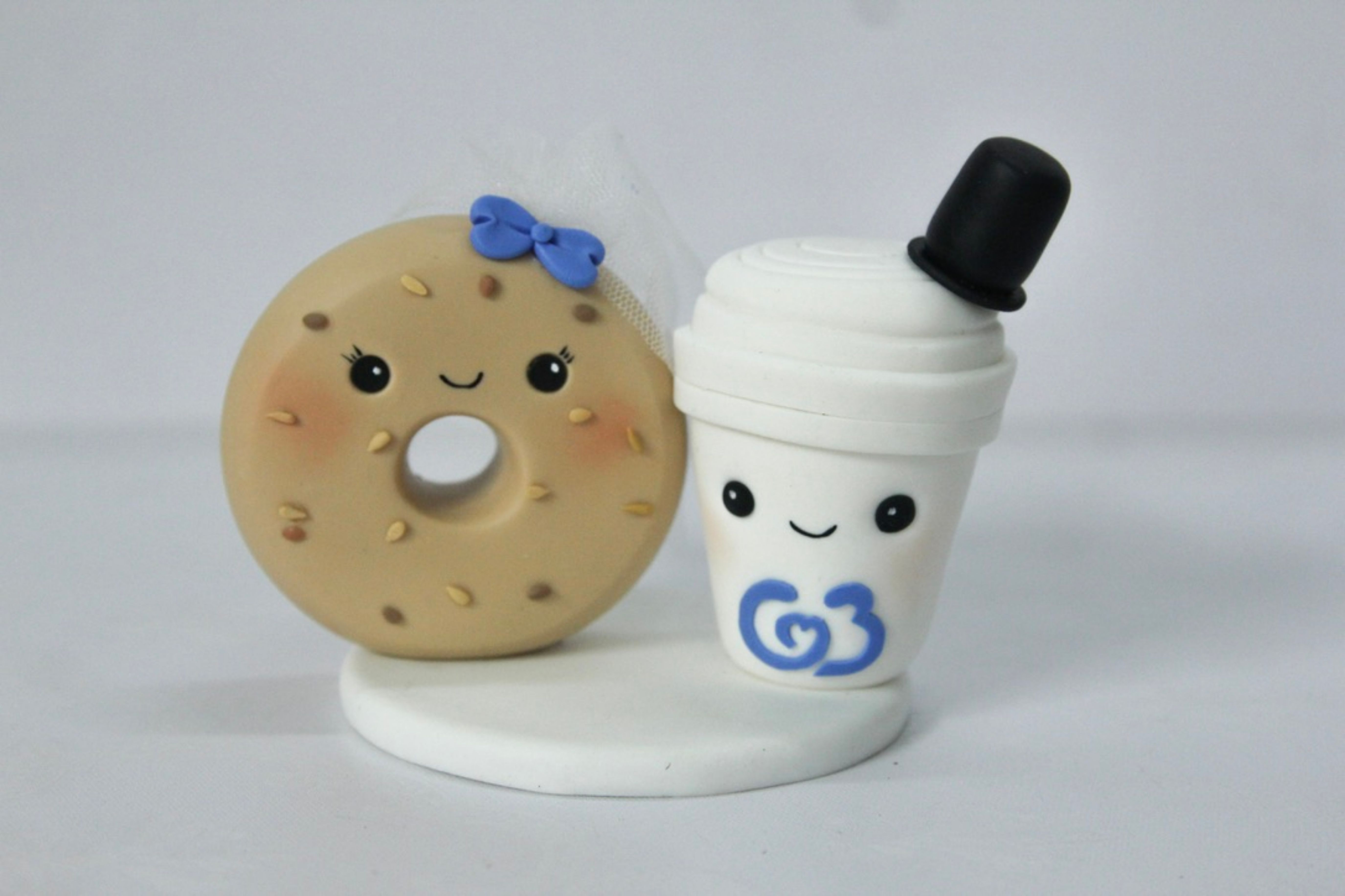 Picture of Coffee Meets Bagel Wedding Cake Topper, Online Dating to Wedding, Gifts for Long Distance Relationship, Purple theme