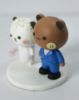 Picture of Milk & Mocha Wedding Cake Topper, Milk bride in floral dress and Mocha Groom in Blue Suit Figurine, Bridal Shower Decor