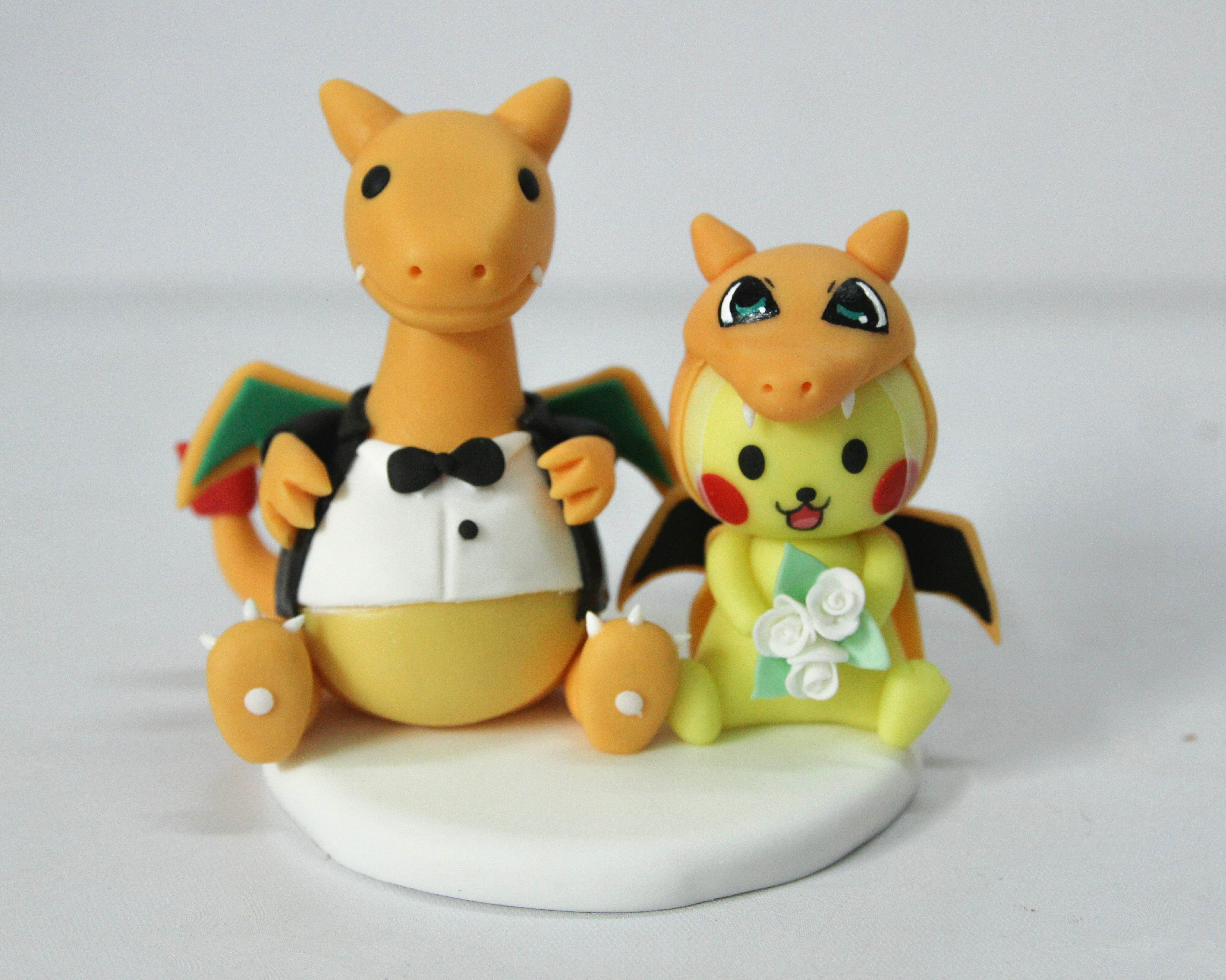 Picture of Pikachu & Charizard Wedding Cake Topper, Pokemon Bride & Groom Keepsake, Unique Game Room Decor