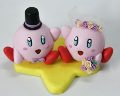 Picture of Kirby Star Wedding Cake Topper, Yellow & Purple Wedding Theme, Gamer wedding topper, Birthday Gifts for Kirby Lovers