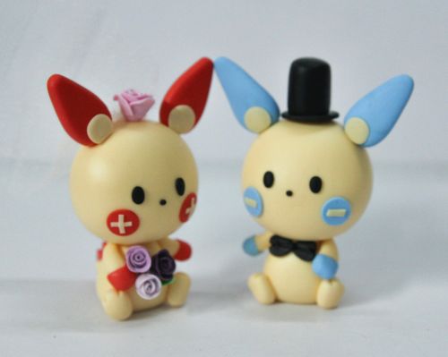 Picture of Plusle & Minun Pokemon Wedding Cake Topper, Birthday Gifts for Pokemon Fans, Anime Geeks Party Decor