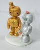 Picture of Robot wedding cake topper, Steampunk wedding cake topper, Gold & silver anniversary