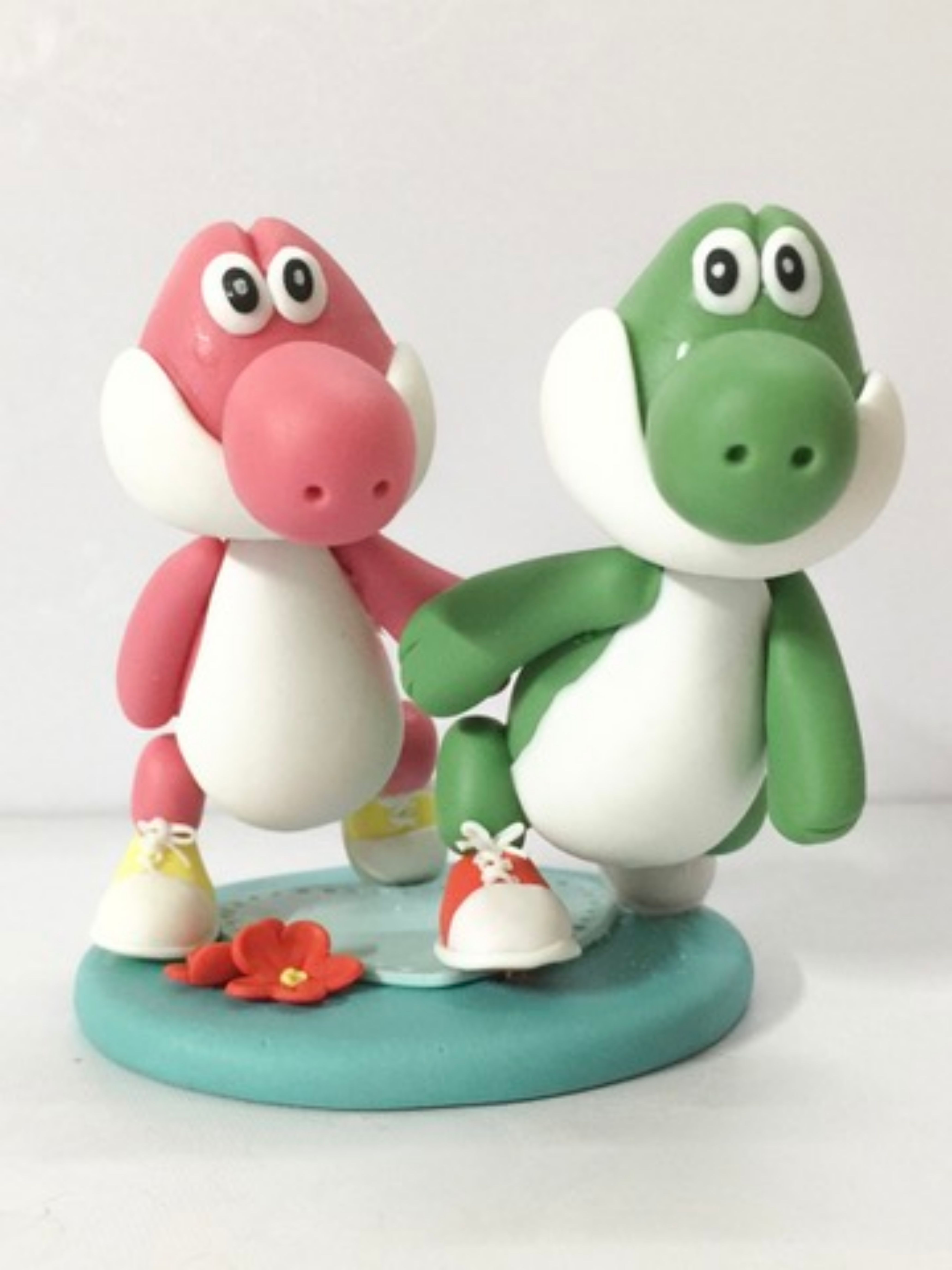 Picture of Yoshi Bride & Groom Wedding Cake Topper, Super Mario Inspired Cake Topper