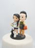 Picture of Volleyball Bride & Basketball Groom Wedding Cake Topper with 2 pets, Memorial dog figurine